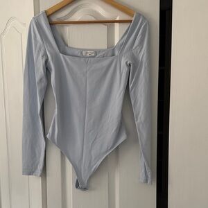 Aritzia Light Blue Long Sleeve Square Neck Bodysuit